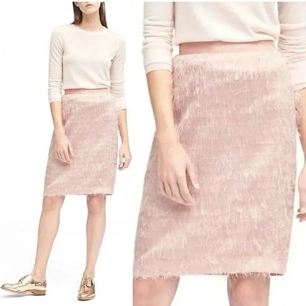 Banana Republic Eyelash Fringe Pencil Skirt Sz 8